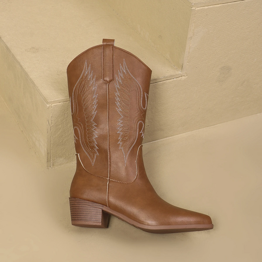 Shopnory | Bestickte Mittelhohe Cowboystiefel
