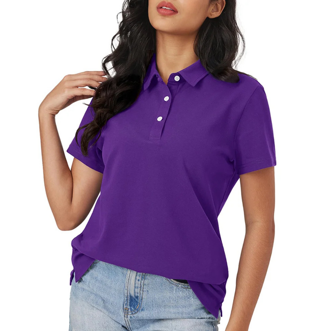 Blaue Seide Atmungsaktiv Leichtgewicht Damen Polo