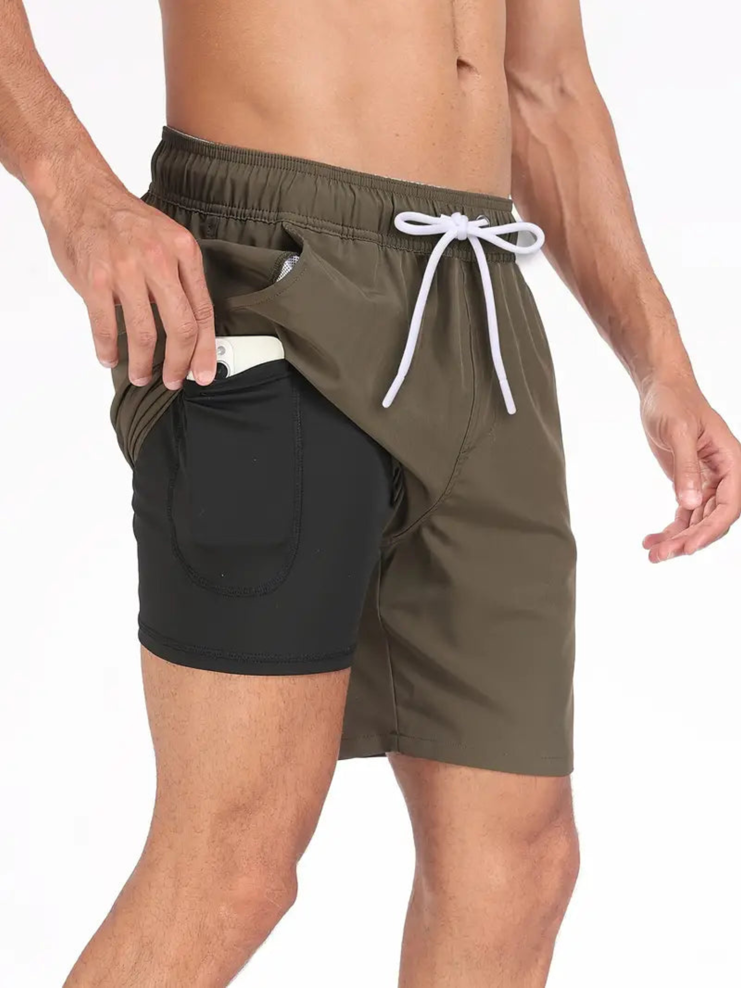 Schnell Trocknende Herren Badehose Doppelschicht Design