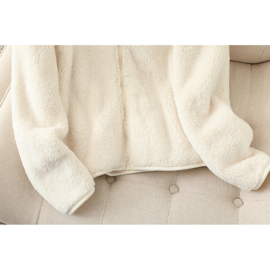 Weiche Sherpa Zip Up Hohe Kragenjacke, Fleeceweste