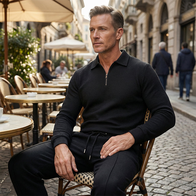 Herren Lockerer Waffelstrick-Zweiteiler