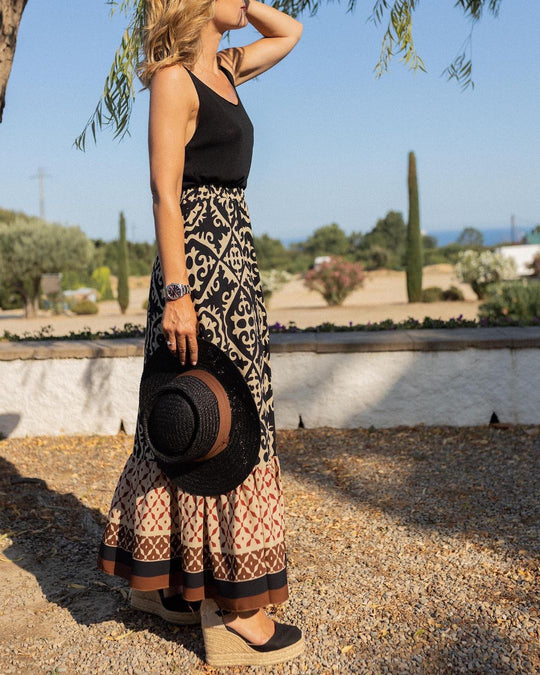 Boho Lange Rock mit Print