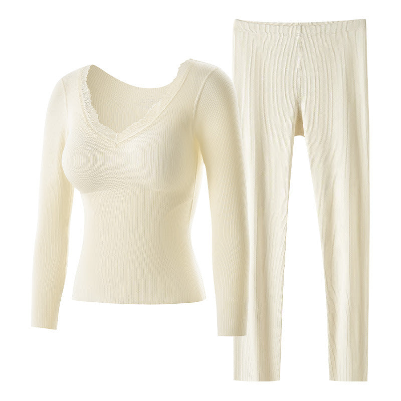 Damen-Thermo-Set, V-Ausschnitt, elastisch