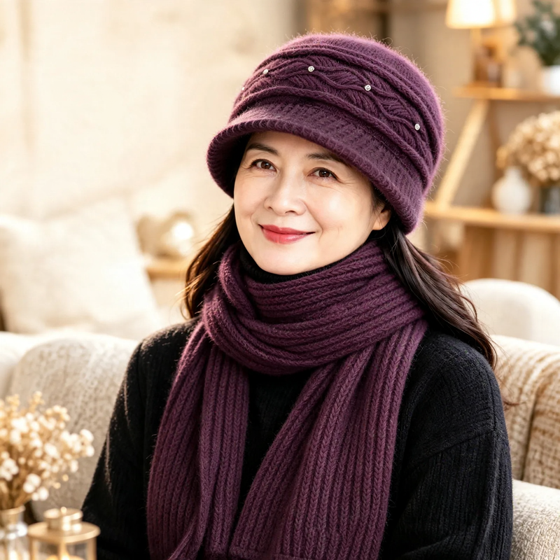 Strickmütze und Schal Set für Damen