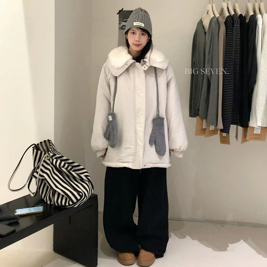 Lammfleece-Parka, lässiger Schnitt
