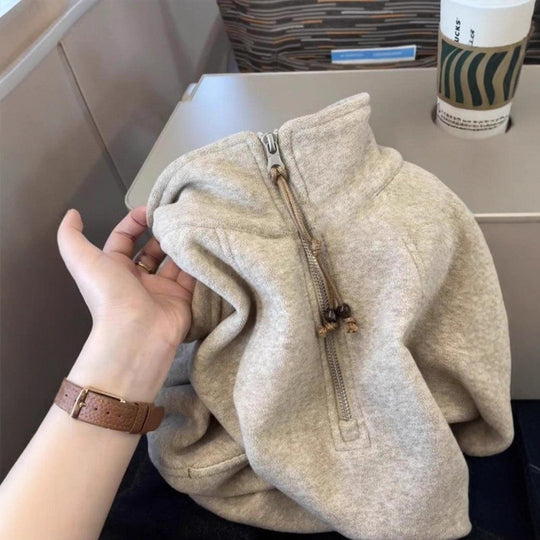 Damen-Sweater mit Reißverschluss und Stehkragen