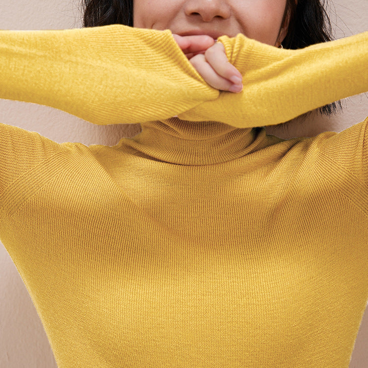 Damen-Wollpullover mit Stehkragen, 100% Wolle