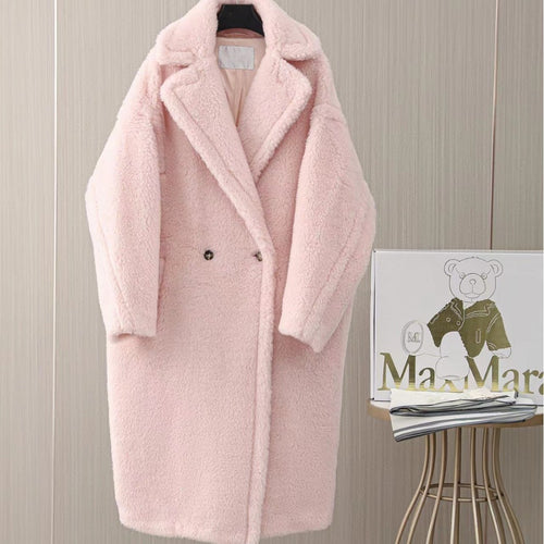 Lockerer Teddy-Mantel, lang, Winter, Damen