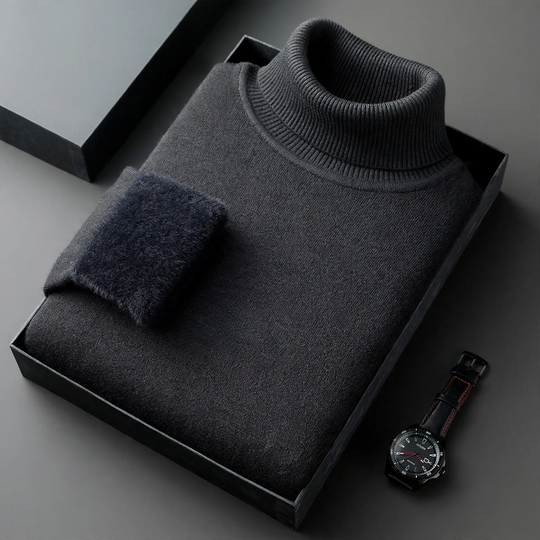 Herren-Strickpullover mit Rollkragen und Wollanteil