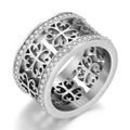 Damen Ring mit kunstvollem Floralmuster aus Edelstahl und funkelnden Zirkonia Shop Nory