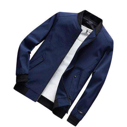 Herren Leichte Urban Bomberjacke mit Rippbündchen, Stehkragen und Druckknopftaschen Shop Nory