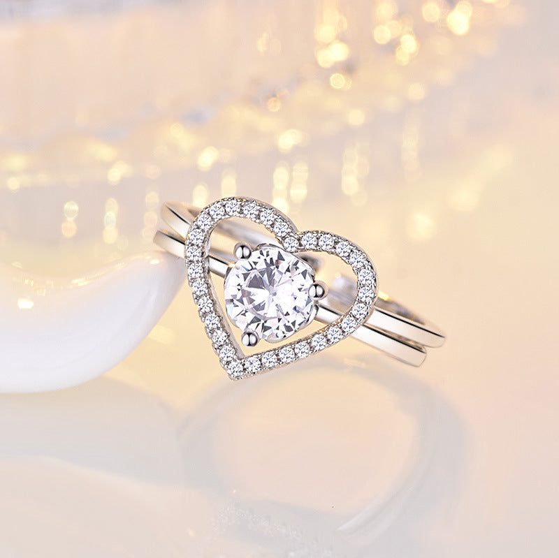 Damenring mit funkelndem Herzdesign und elegantem Zirkonia-Besatz Shop Nory
