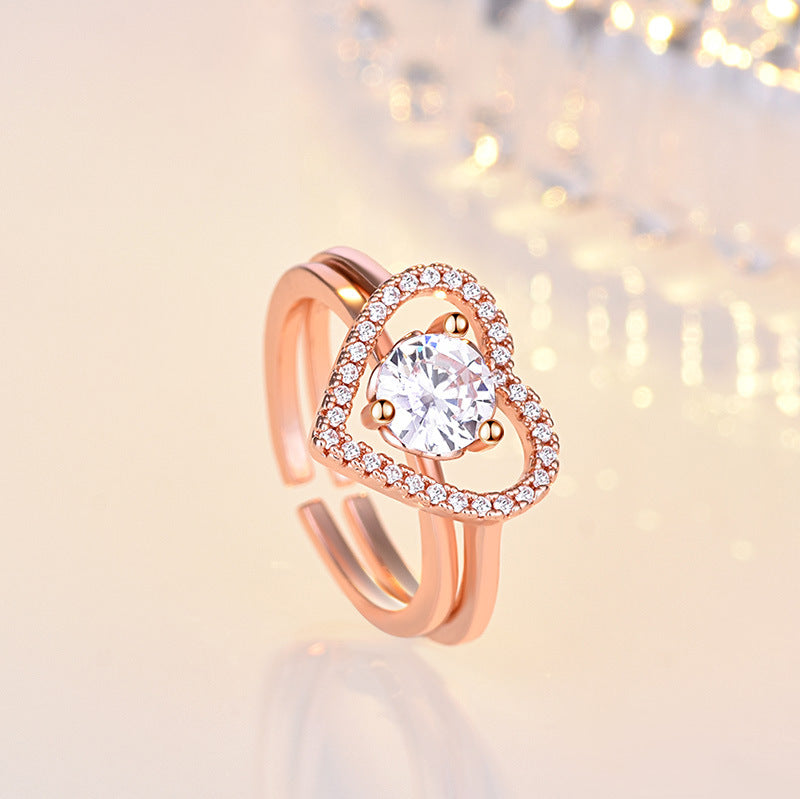 Damenring mit funkelndem Herzdesign und elegantem Zirkonia-Besatz Shop Nory