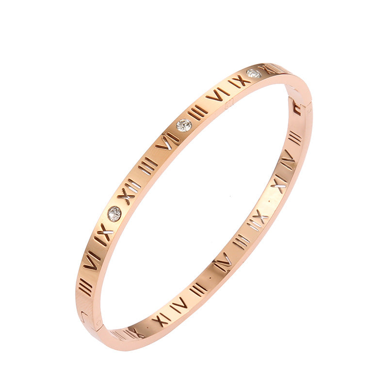 Damen eleganter Armreif mit römischen Ziffern und funkelnden Akzenten Shop Nory