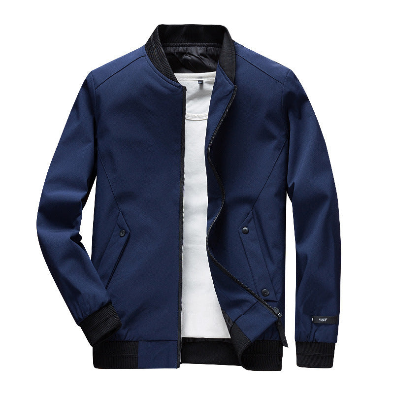 Herren Leichte Urban Bomberjacke mit Rippbündchen, Stehkragen und Druckknopftaschen Shop Nory