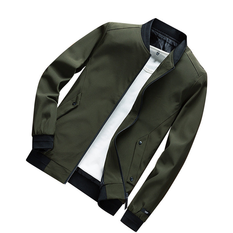 Herren Leichte Urban Bomberjacke mit Rippbündchen, Stehkragen und Druckknopftaschen Shop Nory