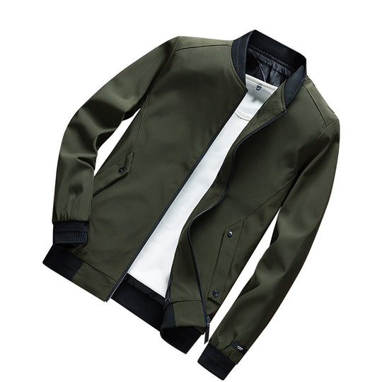 Herren Leichte Urban Bomberjacke mit Rippbündchen, Stehkragen und Druckknopftaschen Shop Nory