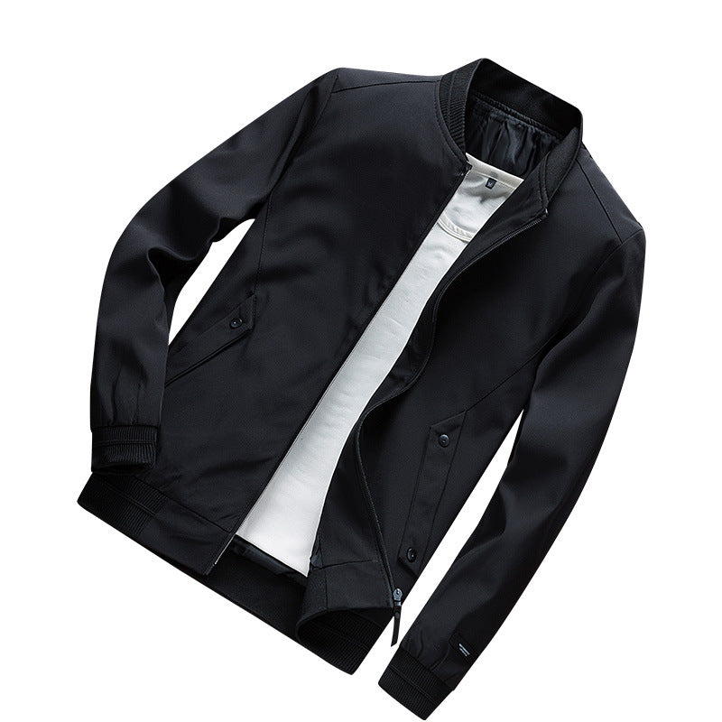 Herren Leichte Urban Bomberjacke mit Rippbündchen, Stehkragen und Druckknopftaschen Shop Nory
