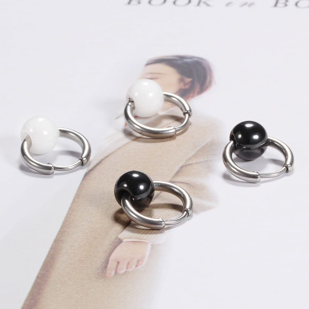 Damen Hoop-Ohrringe mit modernem Kugeldesign Shop Nory