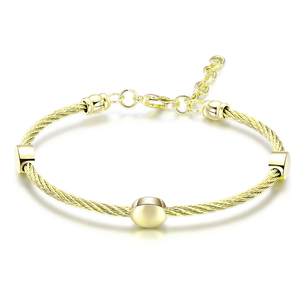 Damen Edelstahlarmband mit elegantem Kabeldesign und funkelnden Metallakzenten Shop Nory