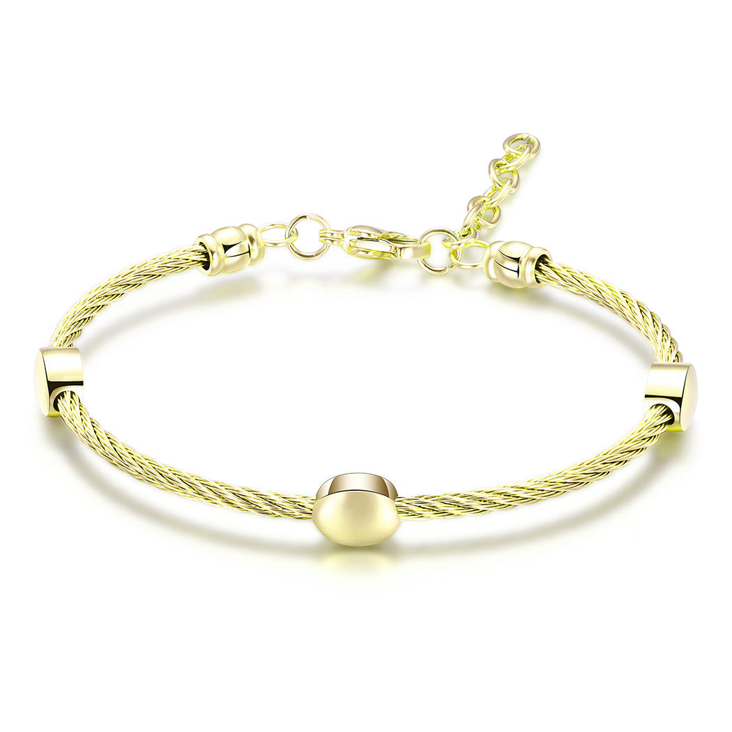 Damen Edelstahlarmband mit elegantem Kabeldesign und funkelnden Metallakzenten Shop Nory