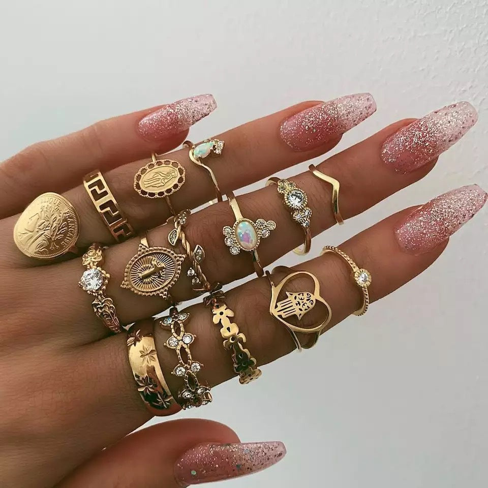 Damen Ring-Set mit kreativem Design und funkelnden Akzenten Shop Nory 1781548736