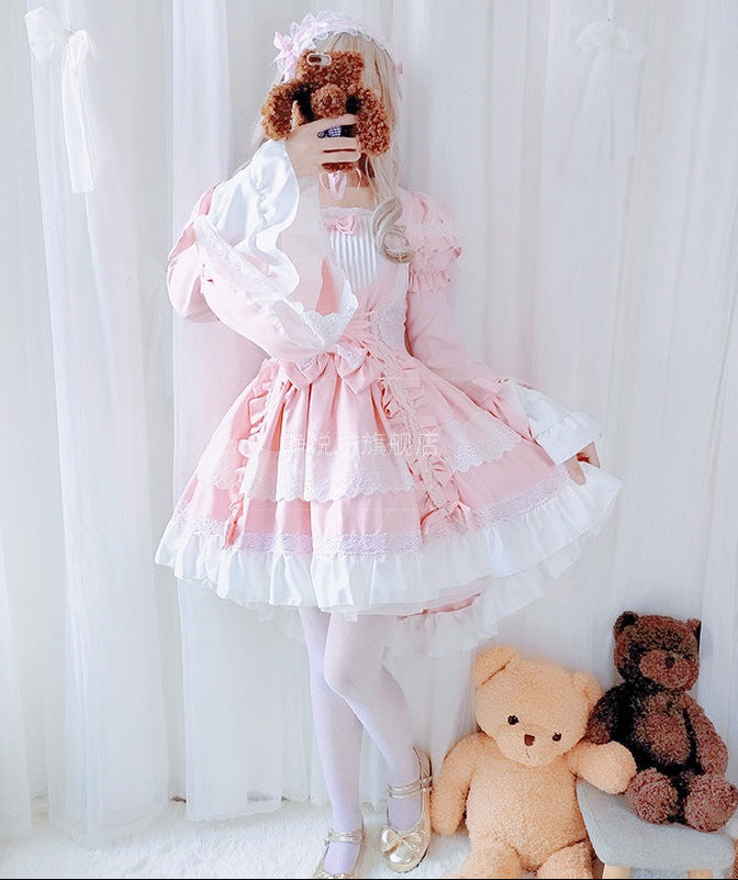 Damen verspieltes Lolita Kleid mit aufwendigen Spitzen- und Rüschendetails Shop Nory