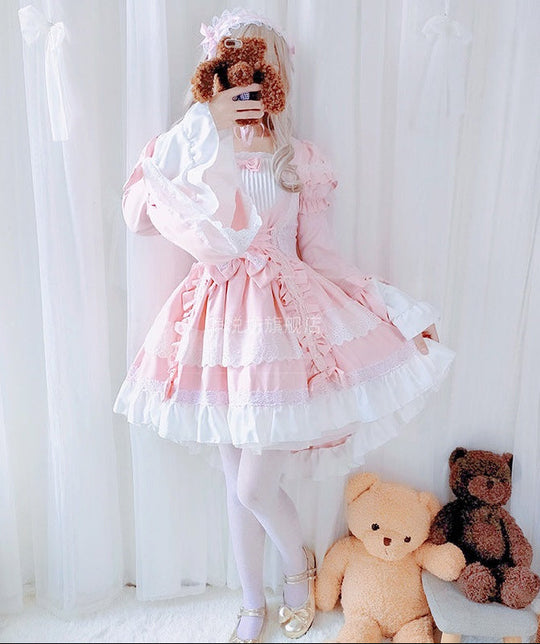 Damen verspieltes Lolita Kleid mit aufwendigen Spitzen- und Rüschendetails Shop Nory