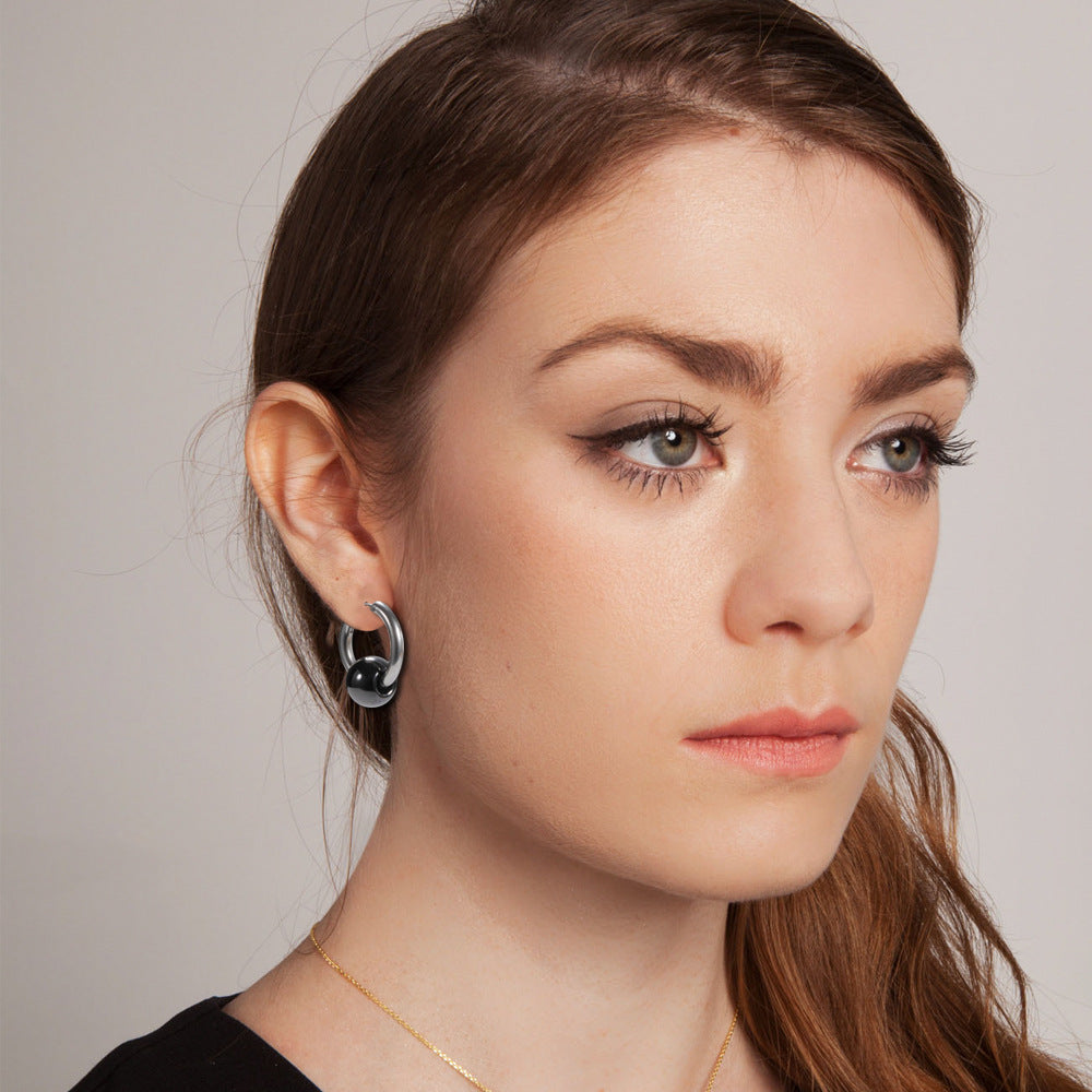 Damen Hoop-Ohrringe mit modernem Kugeldesign Shop Nory