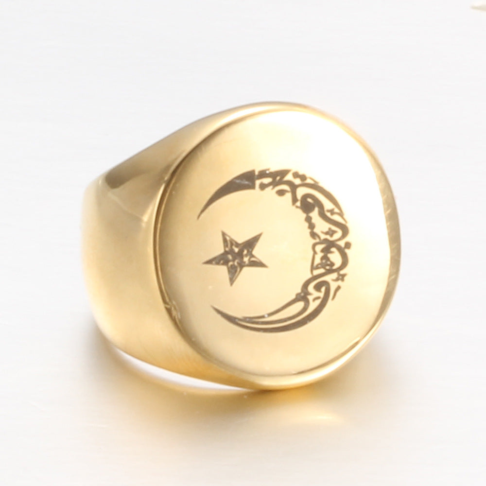 Herren Siegelring mit kunstvollem Mond- und Sternmotiv Shop Nory