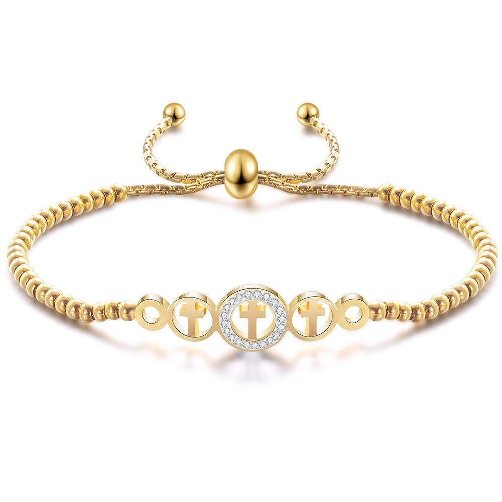 Damen Armband mit verstellbarem Kreuz-Design und funkelnden Akzenten Shop Nory