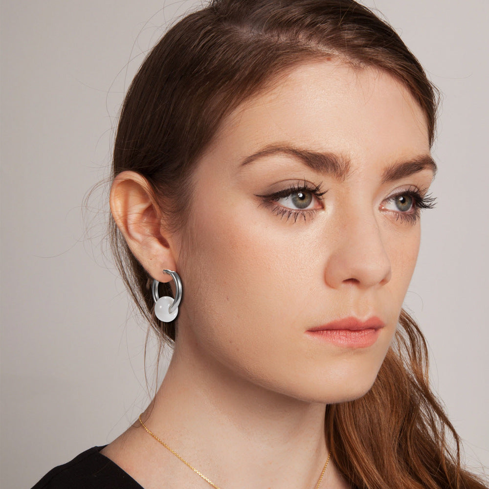 Damen Hoop-Ohrringe mit modernem Kugeldesign Shop Nory