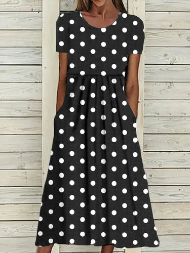 Midikleid mit polka dots für frühling/sommer