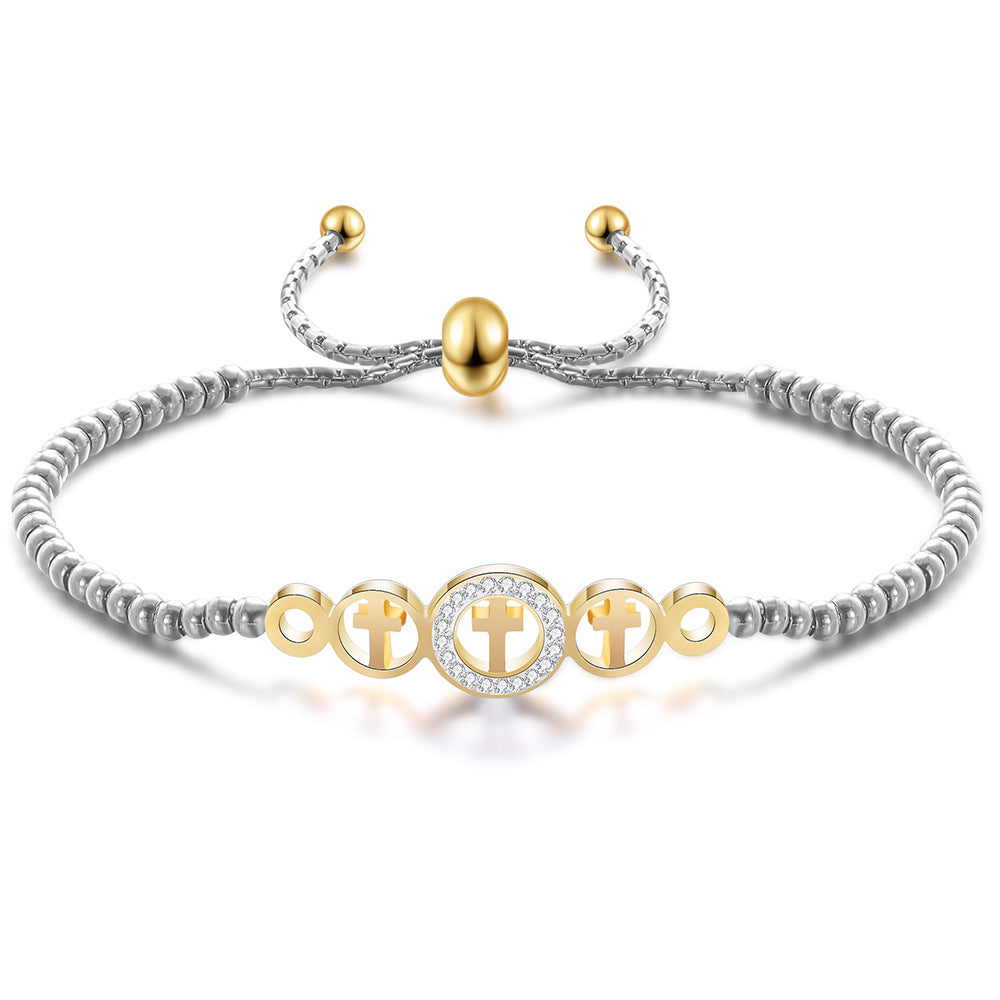Damen Armband mit verstellbarem Kreuz-Design und funkelnden Akzenten Shop Nory
