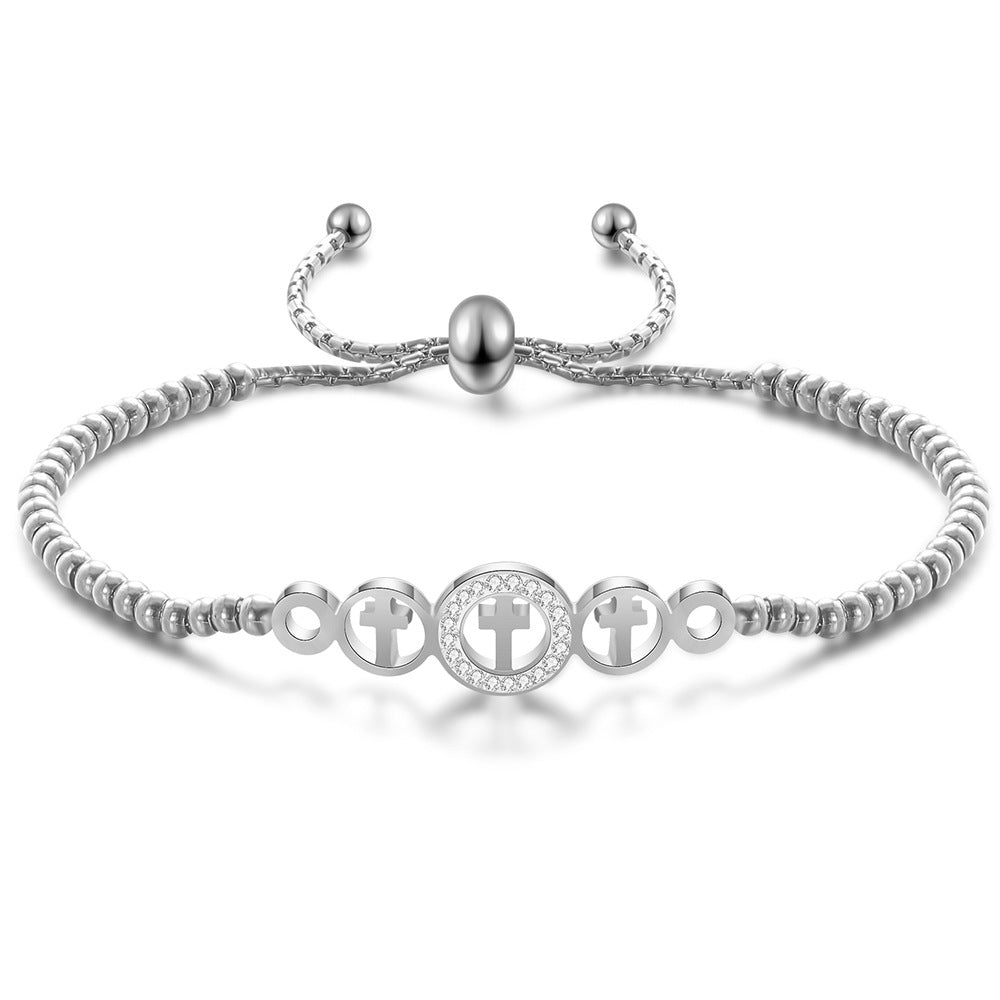 Damen Armband mit verstellbarem Kreuz-Design und funkelnden Akzenten Shop Nory