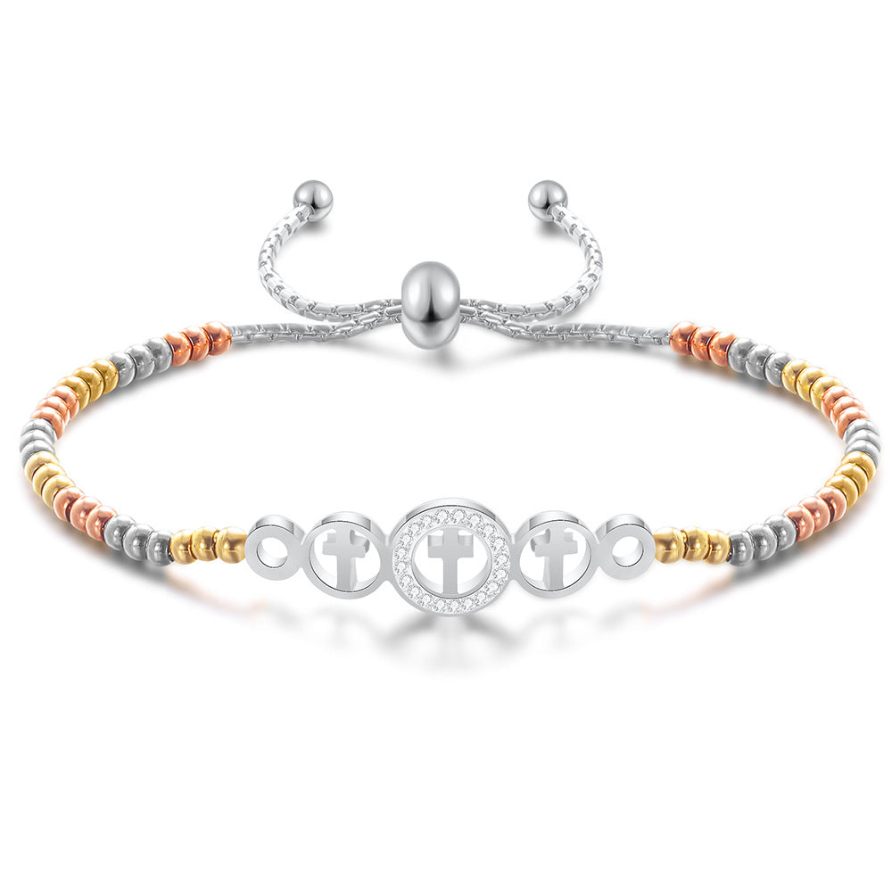 Damen Armband mit verstellbarem Kreuz-Design und funkelnden Akzenten Shop Nory