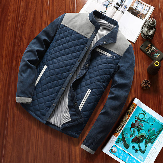 Herren Gesteppte Hybridjacke mit Stehkragen, Brust-Reißverschluss und Kontrast-Einsätzen Shop Nory