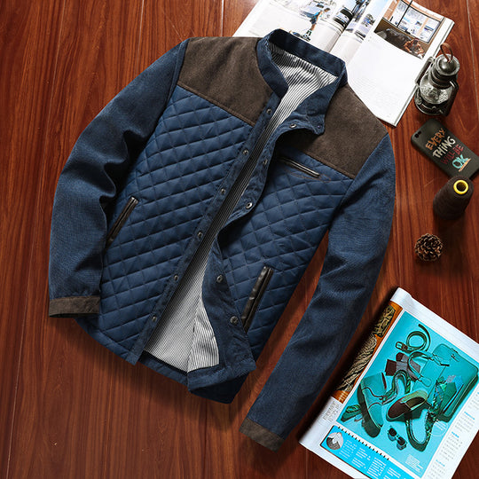 Herren Gesteppte Hybridjacke mit Stehkragen, Brust-Reißverschluss und Kontrast-Einsätzen Shop Nory