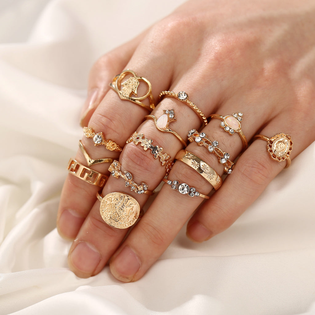 Damen Ring-Set mit kreativem Design und funkelnden Akzenten Shop Nory 1781548736