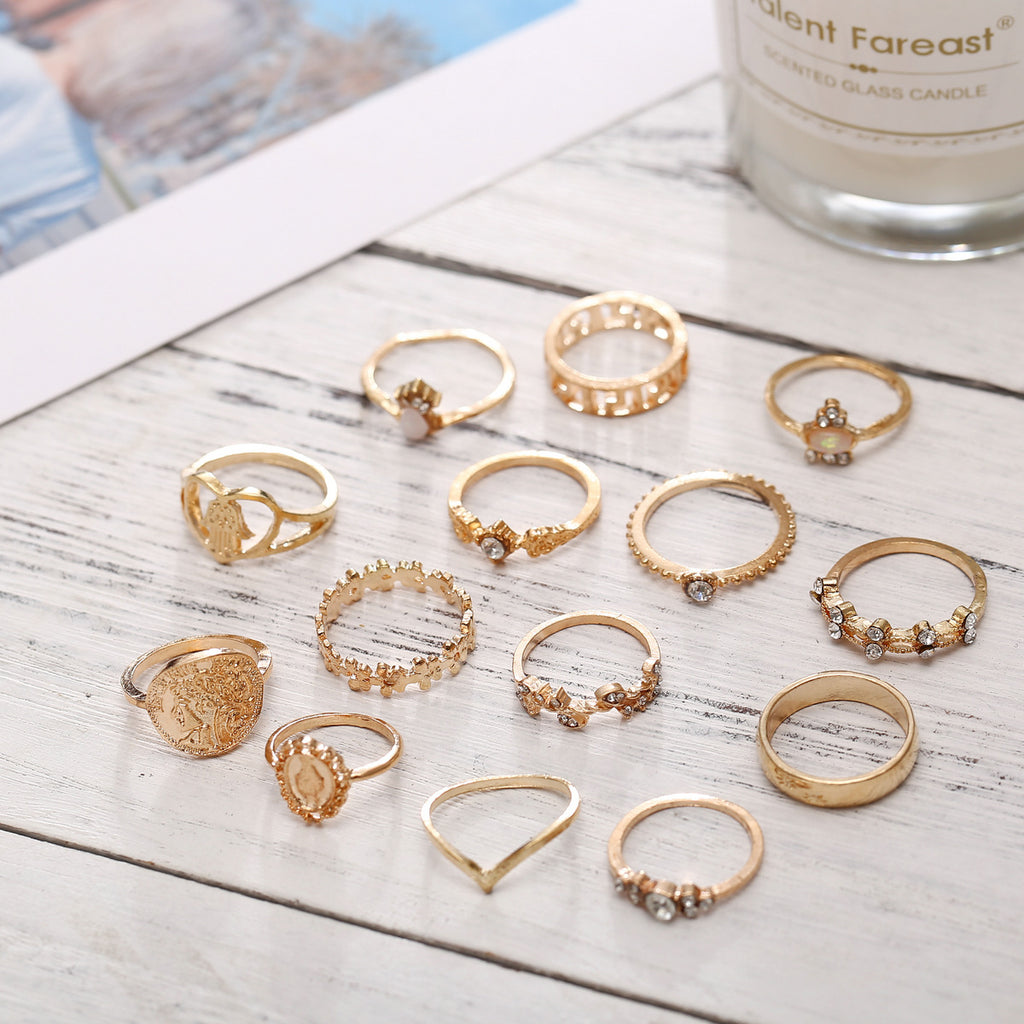 Damen Ring-Set mit kreativem Design und funkelnden Akzenten Shop Nory 1781548736