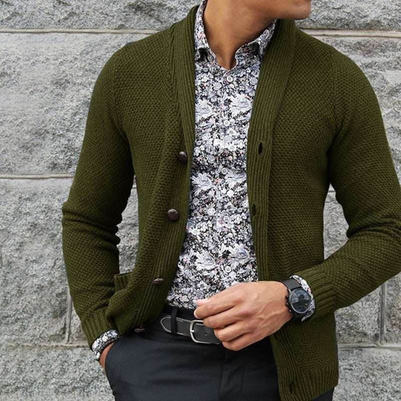 Herren Strickjacke mit strukturiertem Muster und eleganten Knopfdetails
