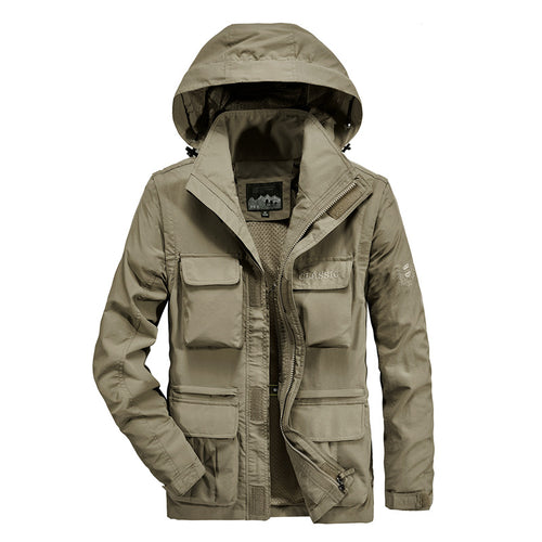 Herren leichter Fieldparka mit Kapuze, Multifunktionstaschen und atmungsaktivem Mesh‑Futter Shop Nory