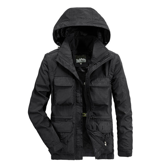 Herren leichter Fieldparka mit Kapuze, Multifunktionstaschen und atmungsaktivem Mesh‑Futter Shop Nory