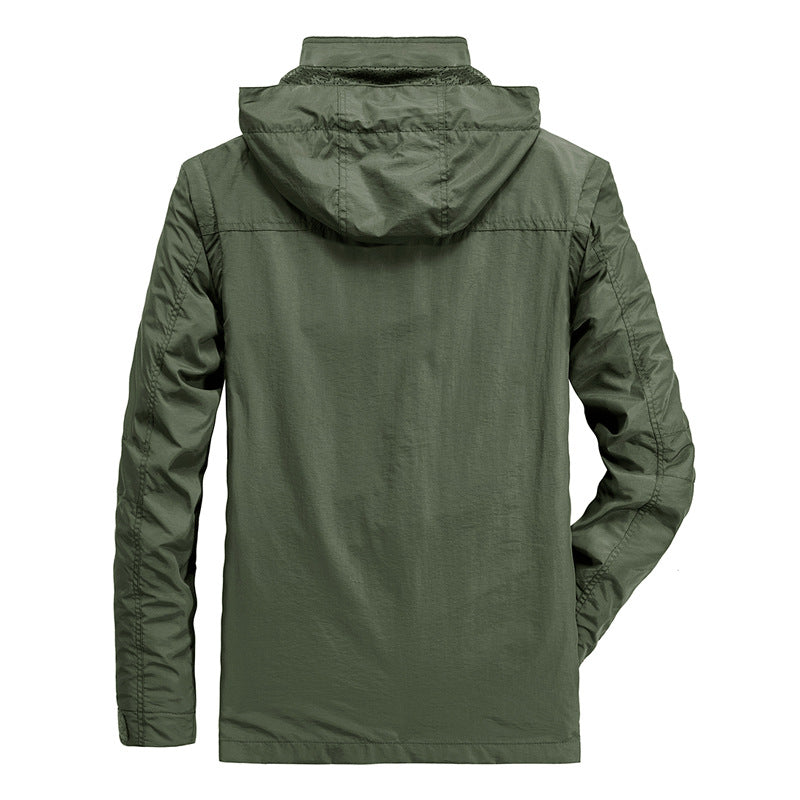 Herren leichter Fieldparka mit Kapuze, Multifunktionstaschen und atmungsaktivem Mesh‑Futter Shop Nory