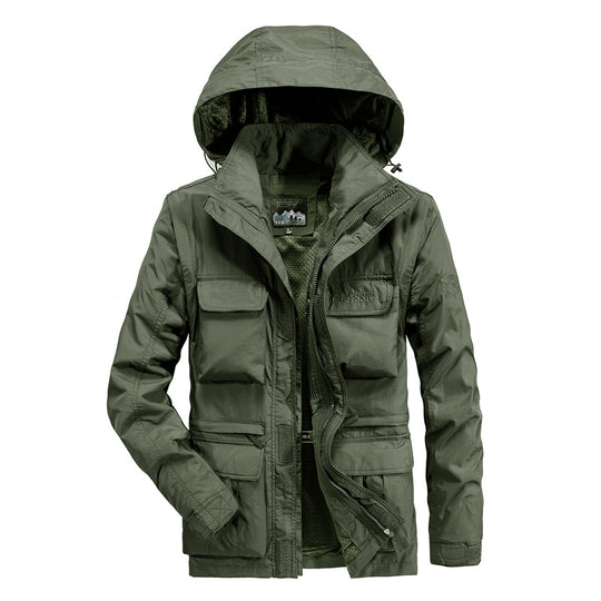 Herren leichter Fieldparka mit Kapuze, Multifunktionstaschen und atmungsaktivem Mesh‑Futter Shop Nory