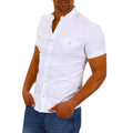 Herren Kurzarmhemd mit modernem Stehkragen und eleganten Knopfdetails