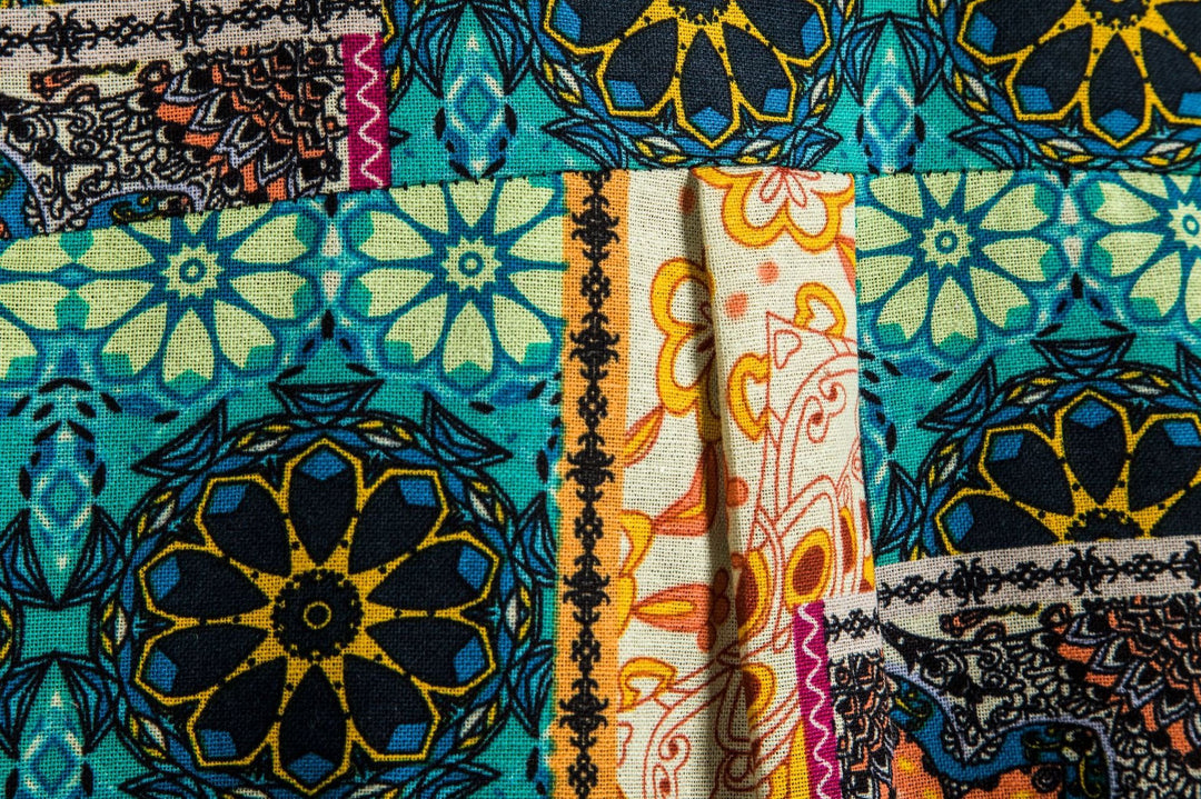 Herren Kurzarmhemd mit kreativem Patchwork-Design
