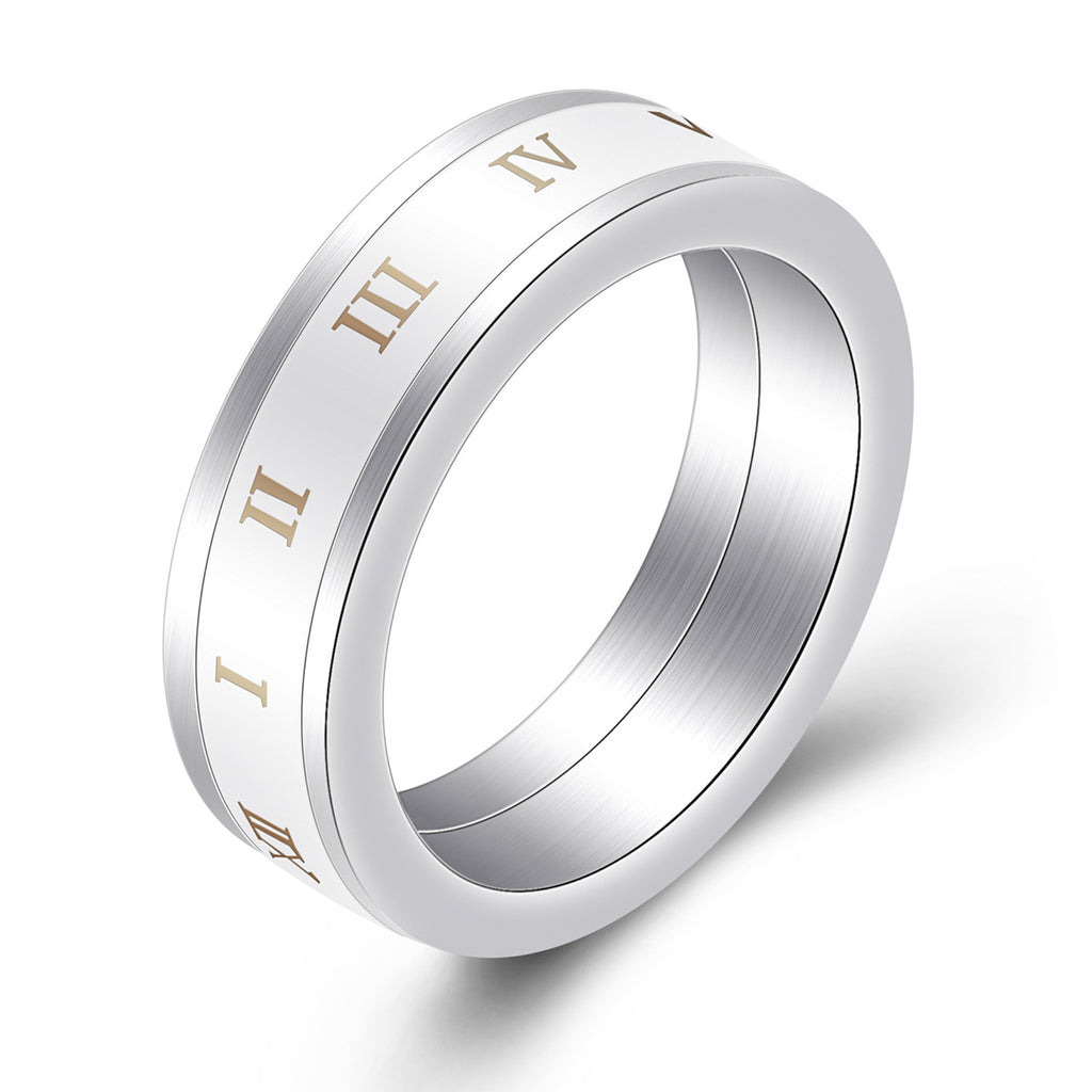 Damen Ring mit elegantem, minimalistischen Design und klassischen römischen Ziffern Shop Nory