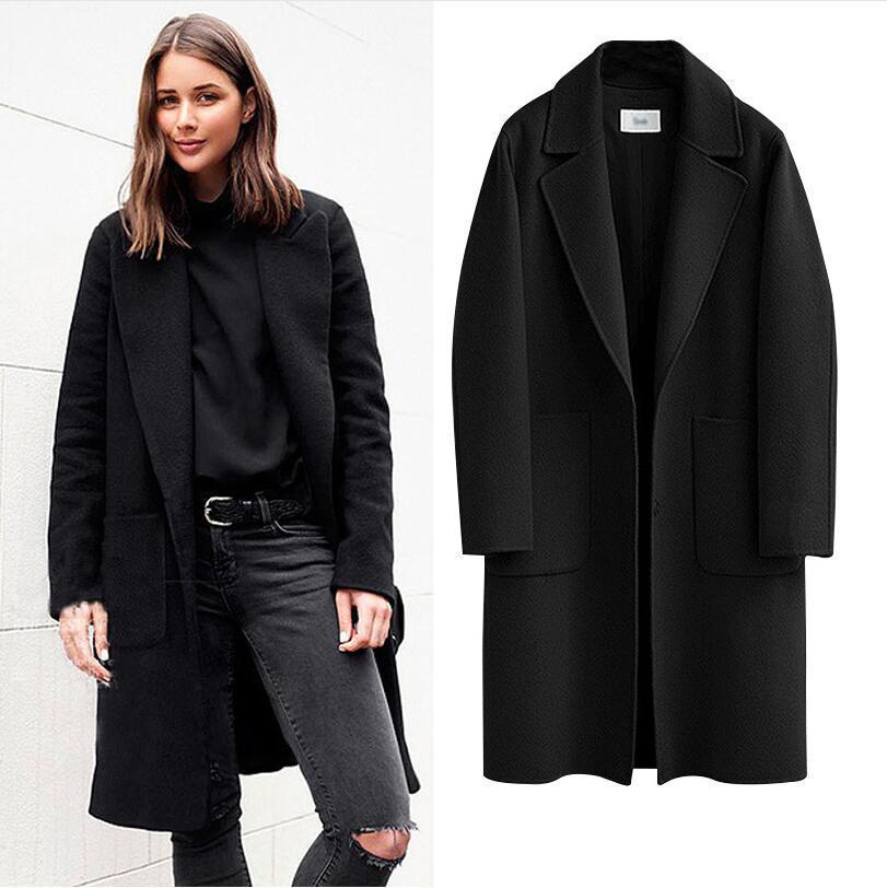 Damen Oversized Wollmix-Mantel mit Reverskragen und aufgesetzten Taschen Shop Nory