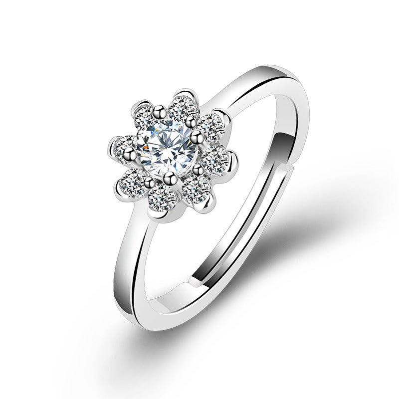 Damen Ring mit floralem Design und funkelndem Zirkonia-Besatz Shop Nory